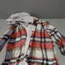 Womens Lightweight Casual Jacket Plaid Long Sleeve Shacket Fleece Lined Hooded Jackets Warm Coat, Red XL