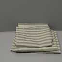 3Pcs Solino Home Linen Table Runner 36 Inches - Amalfi Stripe 100% Pure Linen Sage and White Farmhouse Table Runner (2-36×26") (1-50×17")