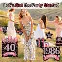 7Pcs Rose Gold 40th Birthday Yard Sign Decorations for Women,Happy 40th Birthday Made in 1986 Lawn Sign Party Supplies,Forty Year Old Outdoor Yard Decor with Stakes, Large
