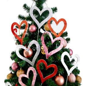 CINIQY Glitter Valentines Day Decor Heart Picks, 12pcs 7×7.5" Large Valentine Tree Ornaments, Red Pink White Floral Picks For Wedding Anniversary Engagement Office Garlands Mantels Table Home Decor