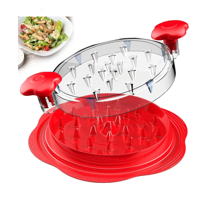 Chicken Shredder Large Chicken Breast Shredder Tool Twist with Brush&Fork, Visible Meat Shredder Machine, Anti-Slip Strip, Ergonomic Handle, BPA Free, Suitable for Pork Beef Chicken(Red)