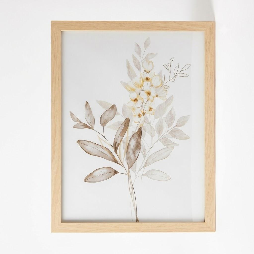 Framed Canvas Wall Art with Mat, Vintage Farmhouse Botanical Wall Art for Living Room Kitchen, Rustic Bathroom Decor Aesthetic, Home Decor Print Artwork, 11x14 Inch(Walnut)