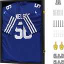 VERANI Jersey Frame Display Case - Football Jersey Shadow Box - Jersey Display Frame with Acrylic Door and Metal Hanger for Baseball Basketball Soccer Hockey Sport Shirt and Uniform,Black