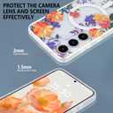 AIGOMARA Magnetic for Samsung Galaxy S24 Plus Case [Compatible with MagSafe] Clear Floral Flower Pattern Design, Slim Anti-Yellowing Shockproof Phone Cover for Women Girls, Orange