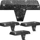 [Glitter] Metal Christmas Stocking Holders for Mantle - Set of 4, Weighted Hangers with Non-Slip Protective Pad for Mantel, TV Stand, Staircase, Dresser