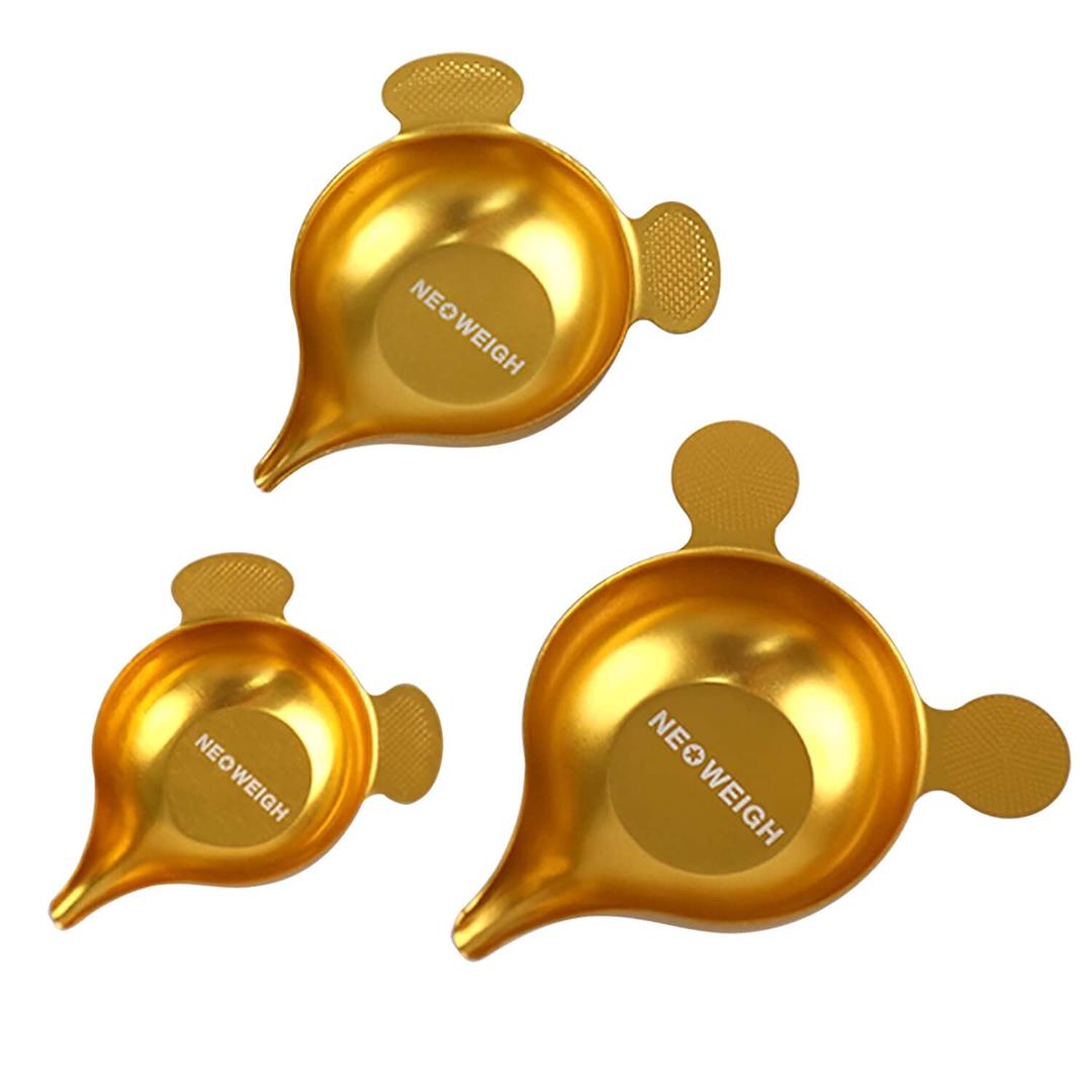 Powder Pans for Reloading, Scale Pan, Narrow Spout, Aluminum Pan Use with Scale, Powder & Liquid Measuring Tray, Pan for Powder Dispenser, Weighing Dishes, Metal Weigh Boats (Pack of 3) (Different Size)