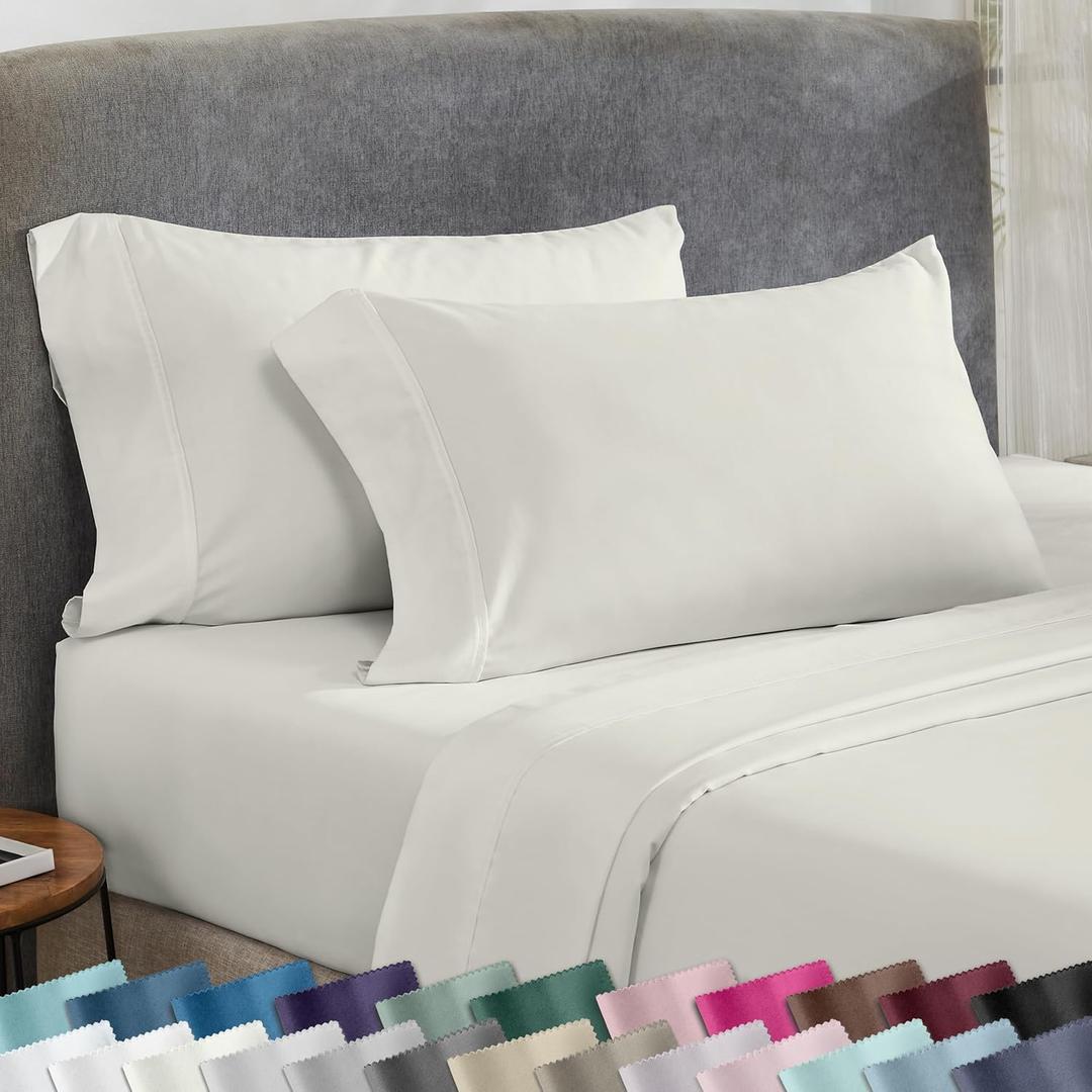California Design Den King Size Pillowcase Set - 400 Thread Count, 100% Cotton Sateen, Set of 2 Pillow Covers, Soft and Breathable - Ivory (Pale Tone)