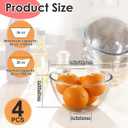 4 PCS Glass Bowls, 6.6inch Clear Glass Cereal Bowls, Flat Bottom Serving Bowls Microwave Dishwasher Safe
