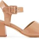 Women's Short Chunky Block Heels Strappy Heel Sandals with Square Toe Casual Dress Shoes (8, Peep-toe Beige)