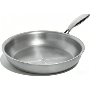Umite Chef 12 inch 5 Ply Stainless Steel Frying Pan Non-Toxic PFOA&PTFE Free Skillets, Professional Cookware- Oven Safe & Induction Compatible, Fast & Even Heat, Heavy Duty, Cool Grip Handles