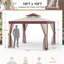 Patio Gazebo Tent Outdoor Canopy Shelter 10'x10' with Removable Netting,100 Square Feet of Shade for Garden, Backyard Deck and Lawns (Red)