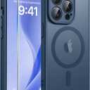 FNTCASE for iPhone 14 Pro Max Case: [Compatible with Magsafe] Translucent Matte Cases with [Full Camera Protection] [Screen Protector] Military Grade Shockproof Protective Phone Cover - Blue