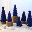 Bucherry 6 Pcs Christmas Ceramics Velvet Trees Set Christmas Table Decorations 3 Sizes Velvet Xmas Tree for Winter Holiday Table Centerpiece Decorations Mantel Decor Xmas Gifts(Blue)