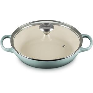 Le Creuset Enameled Cast Iron Signature Round Braiser with Glass Lid, 2.25 qt., Sea Salt
