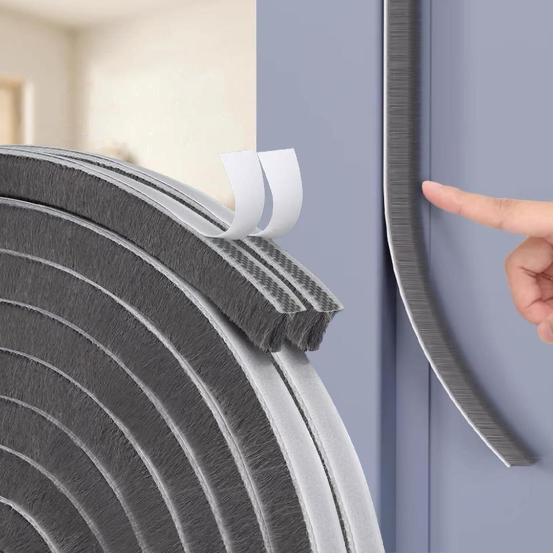 66 Ft Self-Adhesive Weather Stripping Door Seal Strip for Door Window, 0.35" Wide x 0.6" Thick, Gray