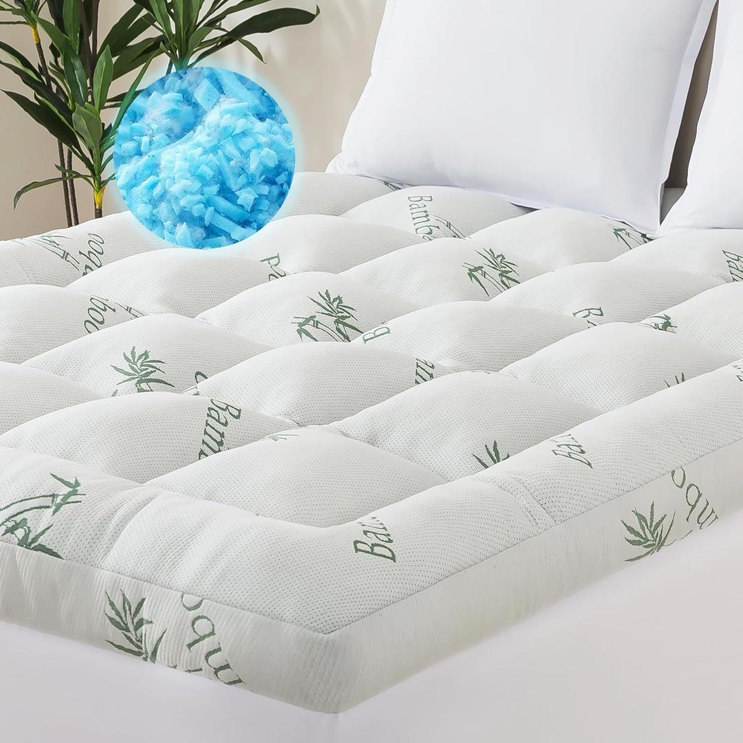 ELNIDO QUEEN® 3 Inch Memory Foam Mattress Topper King Size - Cooling Breathable Bamboo Viscose Pillow Top for Hot Sleepers, 1700 GSM Fill, Ultra Soft Mattress Pad for Back Pain Relief, 3"x78"x80"