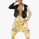 Morph Mc Hammer Costume - Mens 80s & 90s Rapper & Disco Pants Costume, Gold Mc Hammer Pants