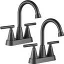 Cobbe Bathroom Faucets for Sink 3 Hole, 4 Inch with Pop Up Drain and 2 Supply Hoses, 2 Handle Centerset Bathroom Faucet for Sink Vanity, Midnight Black Matte, 2 Pack