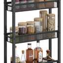 VASAGLE Slim Rolling Cart, 4-Tier Narrow Storage Cart with Handle, 5.1 Inches Deep, Metal Frame, for Kitchen, Dining Room, Living Room, Home Office, Rustic Brown and Classic Black ULRC032B01V1