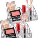 Amazing Abby - Tiffany - 2-Pack Acrylic Cosmetic Organizer, Transparent Plastic Makeup Holder, Compartmented, Shatter-Proof, Perfect Bathroom Vanity Storage Solution for Beauty Supply, Small