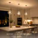 KoKo&Yukina 8" Nickel Globe Pendant Light Ribbed Glass Pendant Lights Kitchen Island Height Adjustable Mid-Century Modern Island Pendant Lights for Dining Room Hallway Entryway Foyer (Bulb Included)