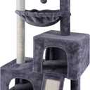 AIWIKIDE 37.4" Cat Tree Tower with Twin Cat Condos for Indoor Cats, All-in-One Activity Center with Cat Scratching Post Cozy Sleeping Perch Hammock and Toy Balls,Grey