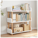 3-Tier Wooden Open Bookcase - Modern Display Bookshelf with Top Edge and Solid Wood Frame for Home and Office, Storage Cabinet, Warm White