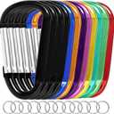 12PCS Carabiner Keychain Clip - 3" Aluminum Caribeener Key Clip,D Ring Shape Nonlocking Carabeaner Hook Buckle,Multi-Function Spring Snap Key Clips Tool for Home,Camping,Hiking,Traveling,Backpack