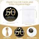 Teenyyou 50 Sets 50th Birthday Party Favors for Guests Cheer to 50 Years Multi Functional Keychain Bottle Opener Nail Clippers with Thank You Card Organza Bags and Rope for Anniversary Party Favors