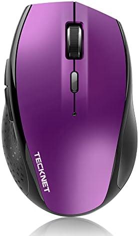 TECKNET Bluetooth Mouse, 4800 DPI Wireless Mouse, 2-Year Battery 6 Adjustable DPI, 6 Buttons Compatible with Laptop/Windows/Computer - Purple