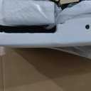 King Size Velvet Bed Frame and Vertical Chanel Tufted Headboard, Upholstered Platform Bed wtih Wingback, No Box Spring Needed, Strong Wooden Slats, White