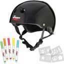 Wipeout Dry Erase Kids Helmet  Ideal for Bike, Skate, Scooter, in-Line Skating and Rollerblading (Age 5+, Black)
