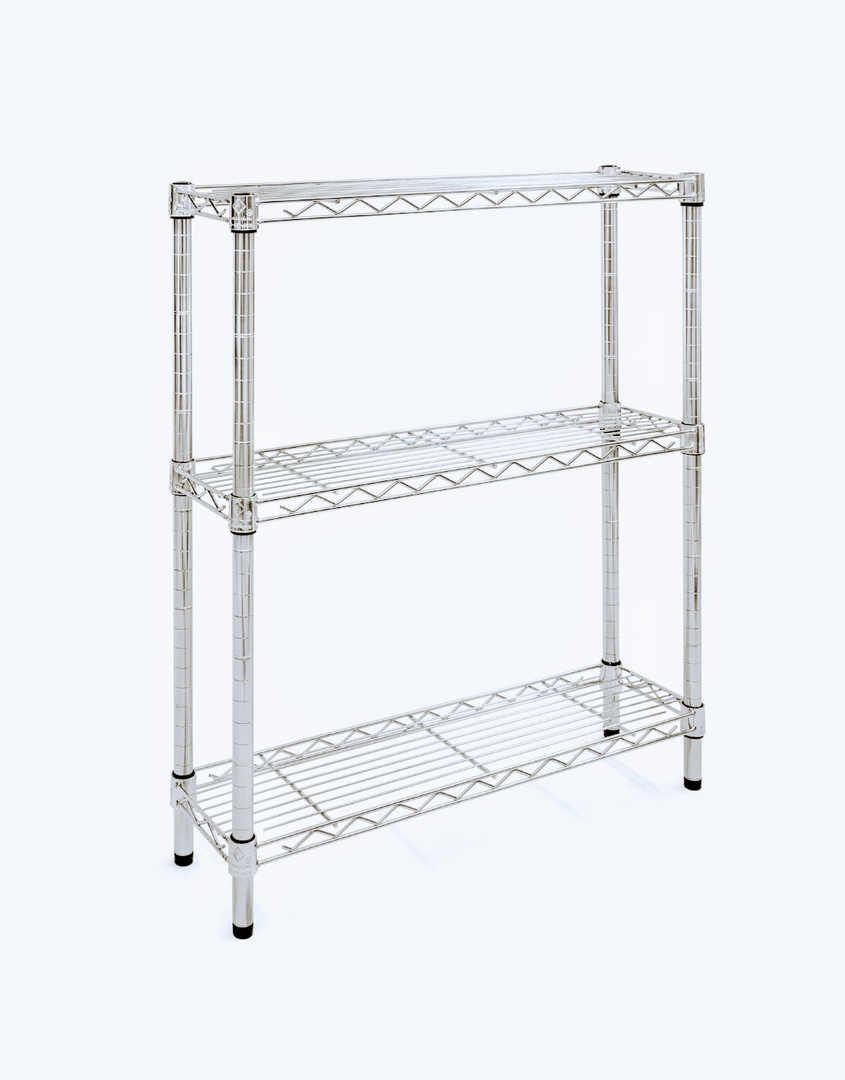 Shelving Inc. 8" d x 30" w Chrome Wire Shelving with 3 Tier Shelves, Weight Capacity 800lbs Per Shelf