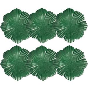 Green Charger Plates Flower Shape, 13 Inch.Set of 6 Plastic Decorative Plates for Table Setting, Party, Wedding 