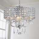 Saint Mossi 4-Lights K9 Crystal Chandelier Modern Chandelier Light Fixture, Crystal Pendant Light Fixture Modern Ceiling Light Fixtures,H17 x D18,Chain Adjustable (Chrome 4-Lights)