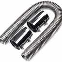 BLACKHORSE-RACING 24" Stainless Steel Radiator Flexible Coolant Water Hose Kit with Caps Universal