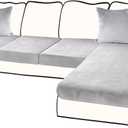 BT.WA Sectional Couch Covers for 4-Piece Seat Cushion Velvet Separate L Shape Couch Cover Stretch Sofa Slipcover with 2 Pieces Pillowcases Furniture Protector (Sofa 3 Seater + 1 Chaise, Light Grey)