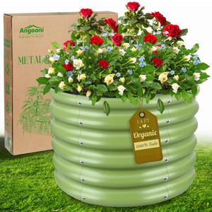 2x2x1.4ft Galvanized Raised Garden Bed, Deep Metal Garden Bed, Matcha Green Raised Garden Beds Outdoor, Raised Planter Box Kit for Vegetables, Flowers, Fruits