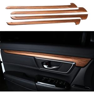 for CRV 2017-2022 Inner Door Panel Trim ABS Peach Wood Texture Inner Decoration Stripe Trim Sticker Interior Decoration Accessories for Honda CRV CR-V 2017 2018 2019 2020 2021 2022 4PCS