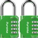 Puroma 2 Pack Combination Lock for Locker 4 Digit Outdoor Waterproof Padlock for School, Gym, Sports, Fence, Toolbox, Gate, Case, Outdoor, Hasp Storage, Cabinets (Green)