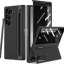 Ruky for Samsung Galaxy Z-Fold-6-Case with S Pen Holder [No Pen], [Not for Z Fold 5] with Hidden Foldable Kickstand and Built-in Privacy Screen Protector, Slim Shockproof Protective Phone Cover, Black