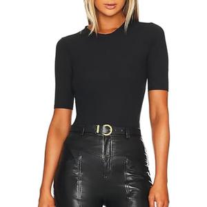 BONITEE Women Bodysuit Tops Summer Half Sleeve Bodysuit Shirts 2026 Casual Ribbed Slim Fit Round Neck Jumpsuit Blouses (Medium)