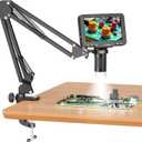 5" LCD Digital Soldering Microscope with Flexible Stand, 1000X Magnification for Electronics Repair & Coins, 1080P PC View, 8 LEDs (Micro SD Card Not Included)