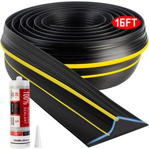 Jin&Bao Universal Garage Door Threshold Seal Strip 16FT Kit, Bottom Waterproof Rubber Weather Stripping Replacement Yellow, 1 Adhesive