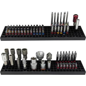 FREE ZONE Bit Organizer Set (Black)  158-Hole Bit Storage  1/4" Hex Bits & Drive Bits Adapter Storage  Toolbox Storage (Tools Not Included)