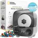 National Geographic Platinum Series Ultra Quiet Rock Polisher Kit - Patent-Pending for Kids & Adults, 2 lb. Barrel, Rocks, Grit, GemFoam, Rock Tumblers