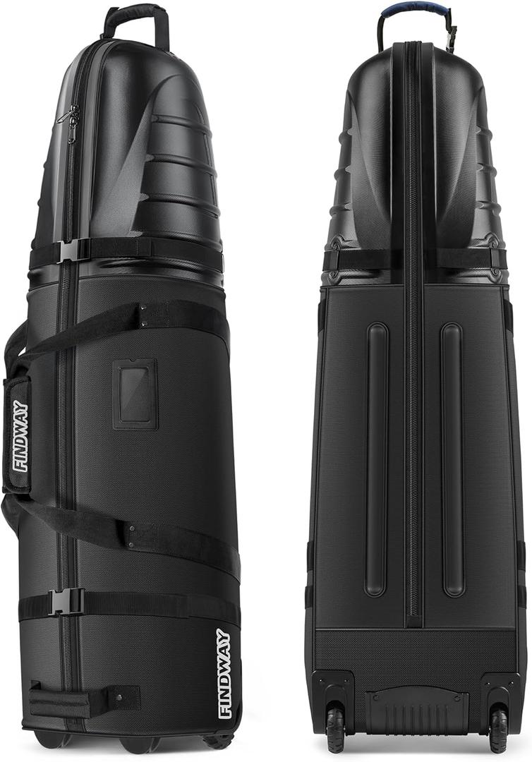 findway Golf Travel Bags, Golf Bag Travel Case for Airlines with Wheels, 1680D Heavy Duty Oxford and ABS Hard Case Top, Lightweight and Foldable (Black)