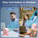 Table Fans, Ultra Quiet Wall-Mounted Desk Fan, Digital Display Rechargeable USB Fan, 105°Tilt, 100 Speeds, Long Lasting Power, Portable Fan for Home Office Kitchen Travel Camping (Light Pink), Small