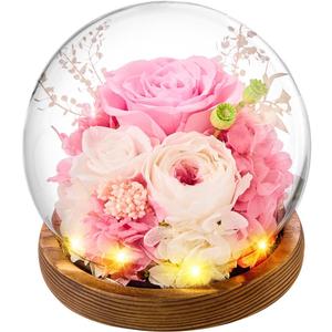 Forever Flowers Gifts for Mom .Birthday Gifts for Women, Preserved Flowers in Glass Fresh Flowers for Delivery Prime Pink Roses for Grandma Sister Daughter