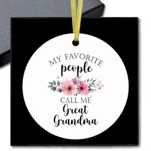 Beliran Great Grandma Gifts Ceramic Christmas Ornaments, GreatGrandma Christmas Tree Ornaments, Xmas Birthday Gifts for GreatGrandma, My Favorite Call Me Great Grandma Decorative Hanging Ornament